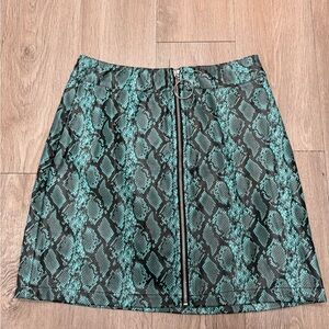 Tiger Mist Tash snake print faux-leather mini skirt with a front O-ring zipper
